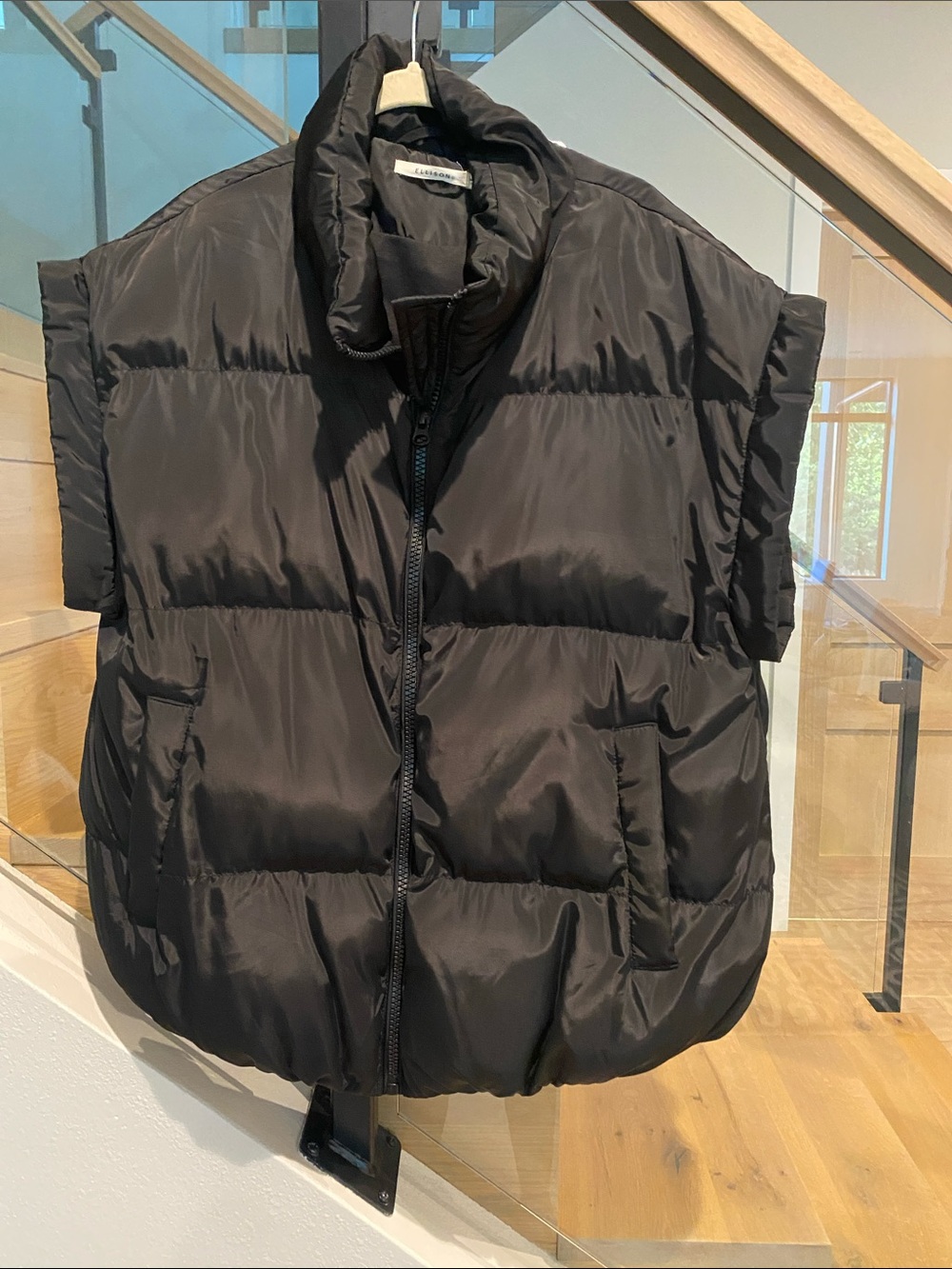 Ellison Oversized Black Quilted Puffer Vest